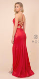 Red Metallic Mermaid Long Prom Dress with Slit