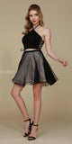 Two Piece Black Homecoming Dress Side Lace Up Halter Neckline