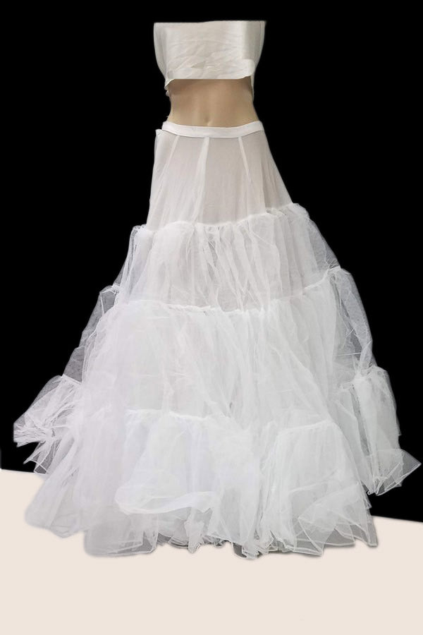 White Taffeta Petticoat 4 Ring Underskirt Hoop For Dress Gown - P3063-1