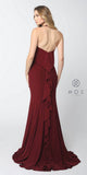 Nox Anabel Q132 Halter Ruffled Long Prom Dress Open Back with Train Burgundy
