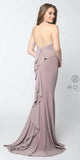 Nox Anabel Q132 Halter Ruffled Long Prom Dress Open Back with Train Dusty Rose