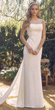 Nox Anabel QW963 Chapel Train White Wedding Column Gown