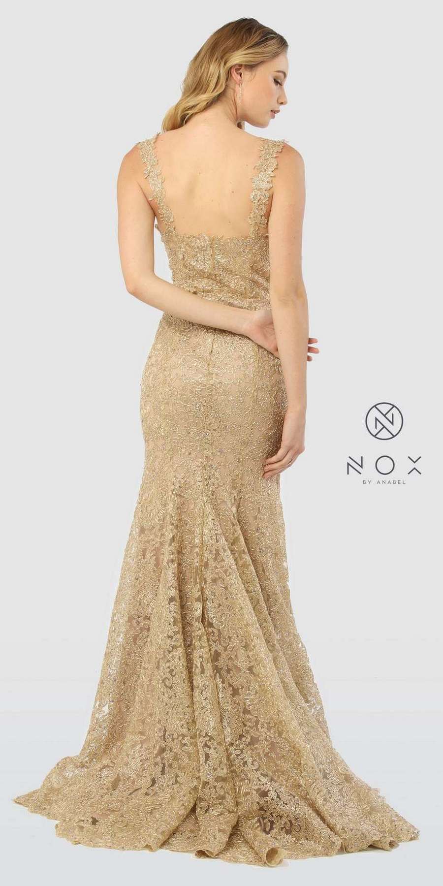 Sweetheart Neck Lace Mermaid Long Prom Dress Gold