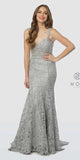 Sweetheart Neck Lace Mermaid Long Prom Dress Silver