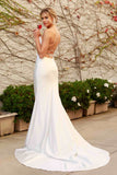 Nox Anabel R472 Cowl Neck Spaghetti Strap Long White Mermaid Gown