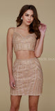Nox Anabel R650 Two Piece Sexy Cocktail Dress Gold Tight Fit