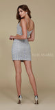Nox Anabel R650 Two Piece Sexy Cocktail Dress Silver Tight Fit Back View
