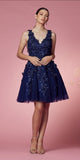 Nox Anabel R708 Short A-Line Dress With 3D Flower Lace Bodice