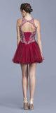 Aspeed USA S1916 Illusion High Neckline Cut-Out Back Short Homecoming Dress
