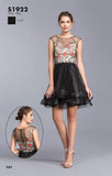 Aspeed S1922 Black Cap Sleeves Embroidered Homecoming Short Dress