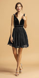 Black Lace V-Neck and Back Homecoming Short Dress