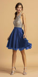 Halter Open-Back Beaded Short Homecoming Dress Royal Blue