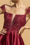Aspeed USA S2262 Lace-Up Open-Back Short Homecoming Dress Burgundy