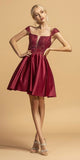 Lace-Up Open-Back Short Homecoming Dress Burgundy