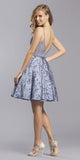 Appliqued Slate Gray Homecoming Short Dress Print Skirt with Pockets