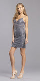 Charcoal Homecoming Short Dress Embroidered