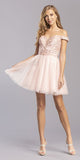 Blush Embellished Off-Shoulder Homecoming Short Dress