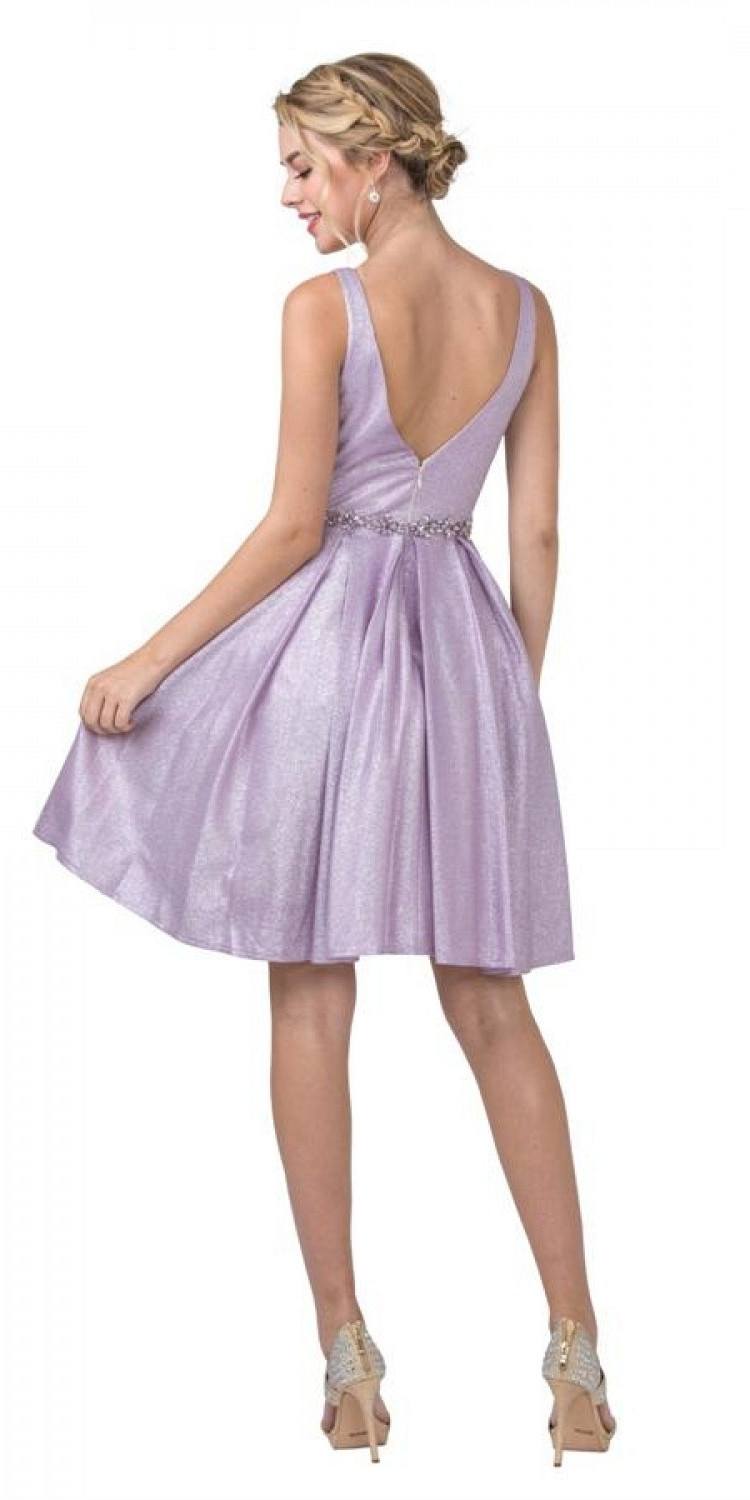 Aspeed Design S2337 Embellished Waist Mauve Homecoming Short Dress