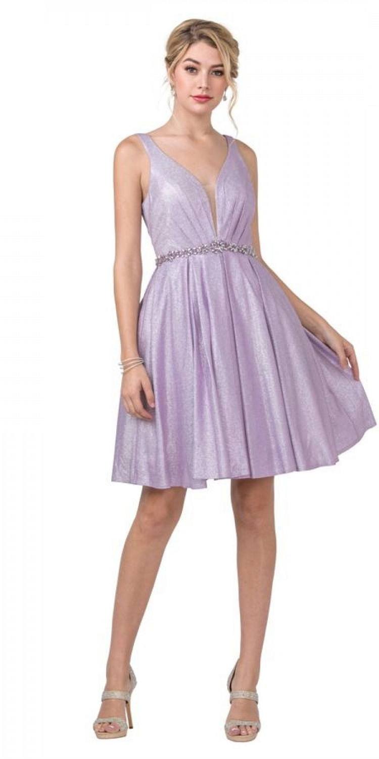 Aspeed Design S2337 Embellished Waist Mauve Homecoming Short Dress