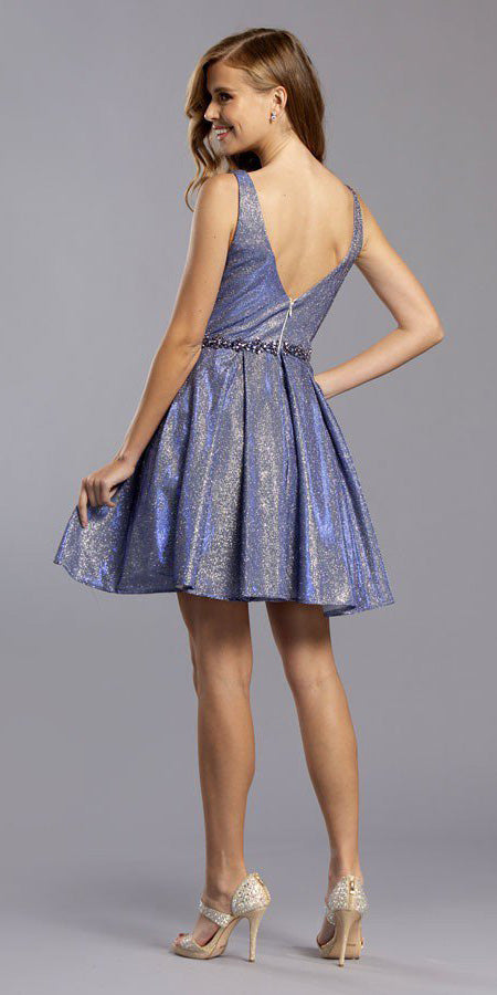 Embellished Waist Royal Blue Homecoming Short Dress