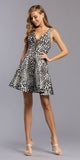 Black/Silver Leopard Print Homecoming Short Dress with Pockets