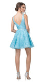 Aspeed USA S2362 Lace Aqua V-Neck and Back Homecoming Short Dress