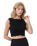 Poly USA T10 - Black Sleeveless Lace Crop Top 