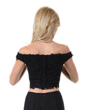 Poly USA T12 - Stunning Off The shoulder Lace Crop Top Black Back View