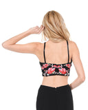 Poly USA T23 - Black Crop Top Halter Neckline Embroidery and Stones Back View