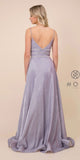 Lilac Metallic Long Prom Dress with Spaghetti Straps