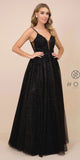 Nox Anabel T407 Full Length Formal Dress Black A-Line Embroidered Bodice