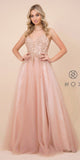Nox Anabel T407 Full Length Formal Dress Rose Gold A-Line Embroidered Bodice