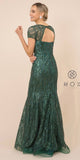 Nox Anabel T419 Long Formal Sequins Green Trumpet Gown Short Sleeves