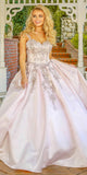 Nox Anabel U801 Blush Pink Cap Sleeve Embroidered A-Line Ball Gown