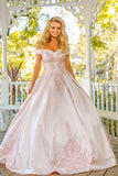 Nox Anabel U802 Blush Off The Shoulder Embroidered Quinceanera A-Line Ball Gown