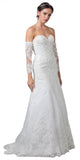 Long Sleeve Off-Shoulder Wedding Gown Strapless Off White