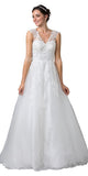 Aspeed USA W2243 Off White V-Neck Long Wedding Dress Sleeveless