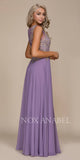 Sleeveless Long Formal Dress Embroidered Bodice L.Plum-Silver
