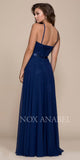 Navy Blue Halter A-line Bridesmaid Gown Corset Lace Up Back