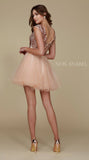 Nox Anabel Y645 Poofy Gold Homecoming Dress Cap Sleeve Sequins Back View