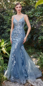 Andrea & Leo A1118 Long Fitted Mermaid Gown with Beaded Lace Applique
