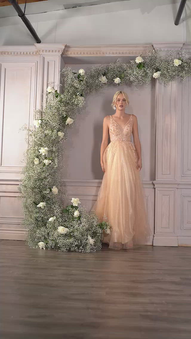 Cinderella Divine CD0196 Layered Tulle A-Line Gown