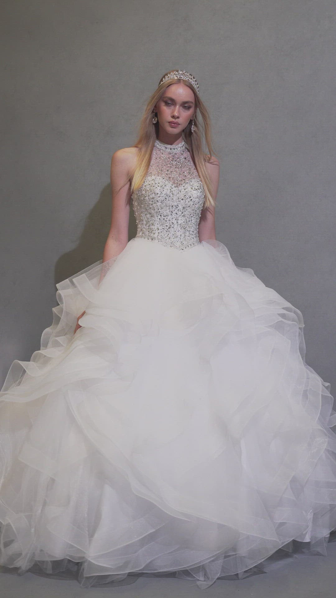 Juliet 1420 Crystal Beading Layered Tulle Skirt Quinceanera Dress