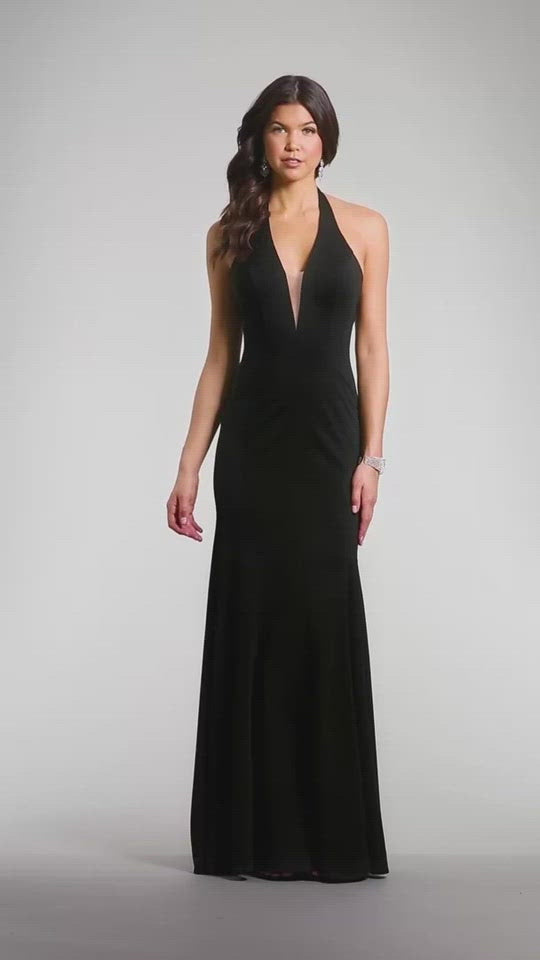 Poly USA | Ed Young 8262 Deep V-Neck Halter Top Mermaid Dress Jersey