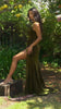 Cinderella Divine CD235 Long Velvet Gathered Fitted Dress