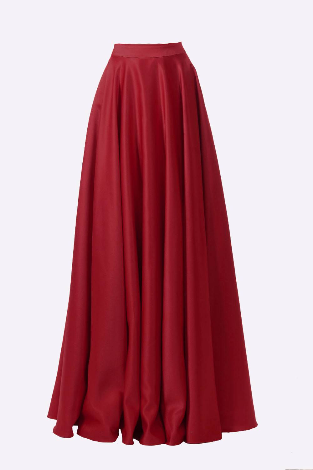 Poly USA SK10 - Long Burgundy Satin Skirt Side Pockets