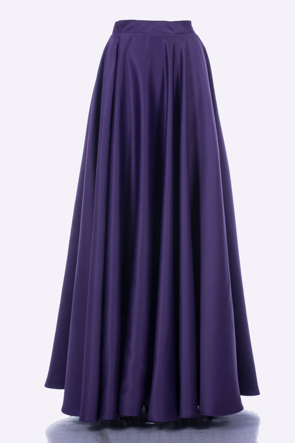 Poly USA SK10 - Long Purple Satin Skirt Side Pockets