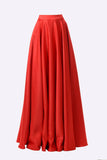 Poly USA SK10 - Long Red Satin Skirt Side Pockets
