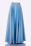 Poly USA SK10 - Long Turquoise Satin Skirt Side Pockets