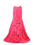 Poly USA SK18 - Hot Pink Mermaid Skirt Satin Ruffled Back View